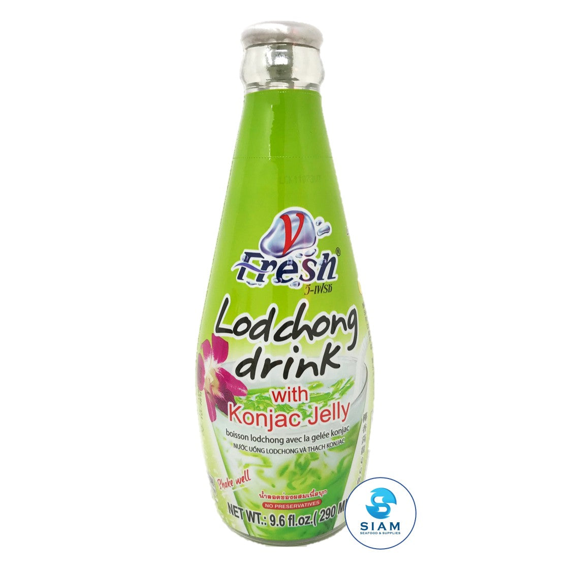 Lod Chong Drink with Conjac Jelly - V Fresh (9.6 oz-Net Wt 18.8 oz) น้ำลอดช่องผสมเนื้อบุก วีเฟรช shippable V Fresh