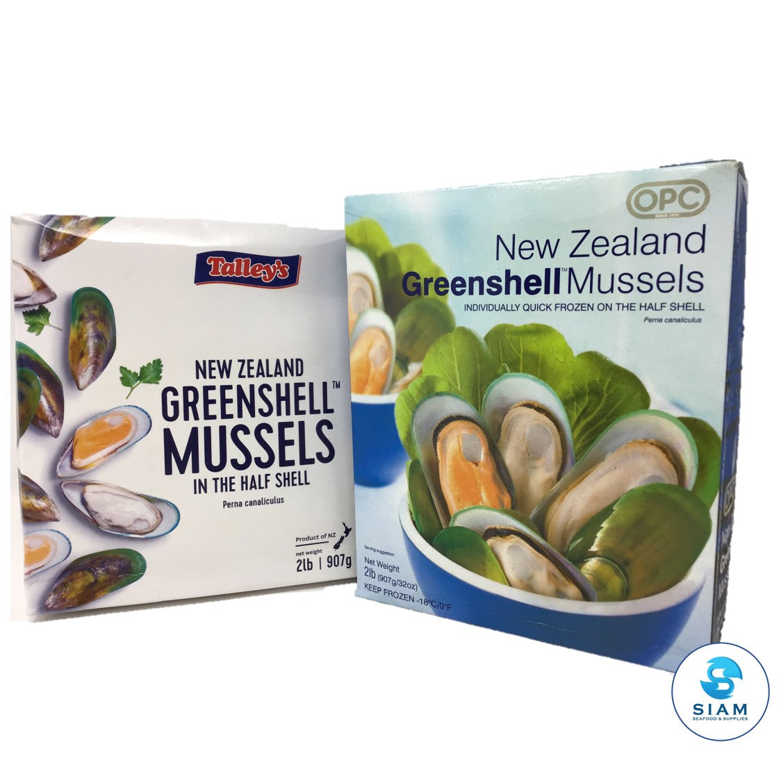 Mussels, Half Shell - New Zealand Greenshell, Frozen (24 lbs case-$4.45/lb) หอยแมลงภู่นิวซีแลนด์ครึ่งฝา แบบยกลัง Green New Zealand