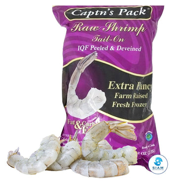 Peeled & Deveined, Tail-on (PDTO) Premium Shrimp, Extra Large 26/30 (10 lbs case-$5.95/lb) กุ้งปอกเปลือก ขนาด 26-30 ตัวต่อปอนด์ แบบยกลัง Captn's Pack, Censea