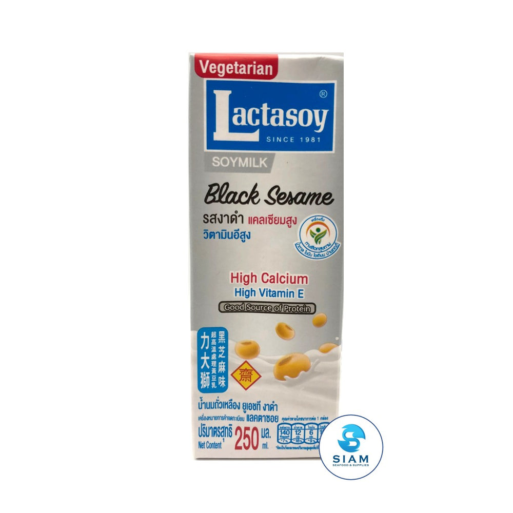 Soy Milk, Black Sesame - Lactasoy (8.8 oz-Net Wt 9.7 oz) นมถั่วเหลืองแลคตาซอย รสงาดำ Shippable Lactasoy