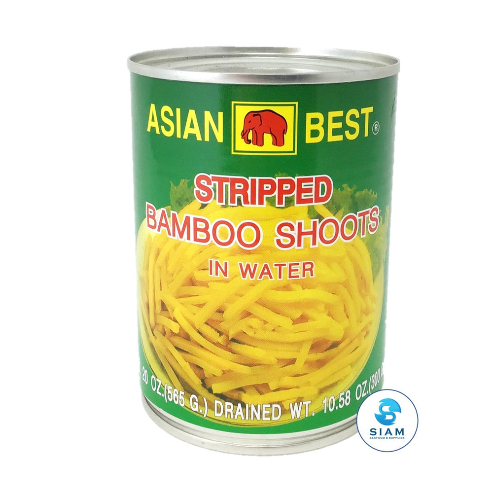 Stripped Bamboo Shoots in Water - Asian Best (10.6 oz-Net Wt 23 oz) หน่อไม้กระป๋อง แบบเส้น shippable Asian Best