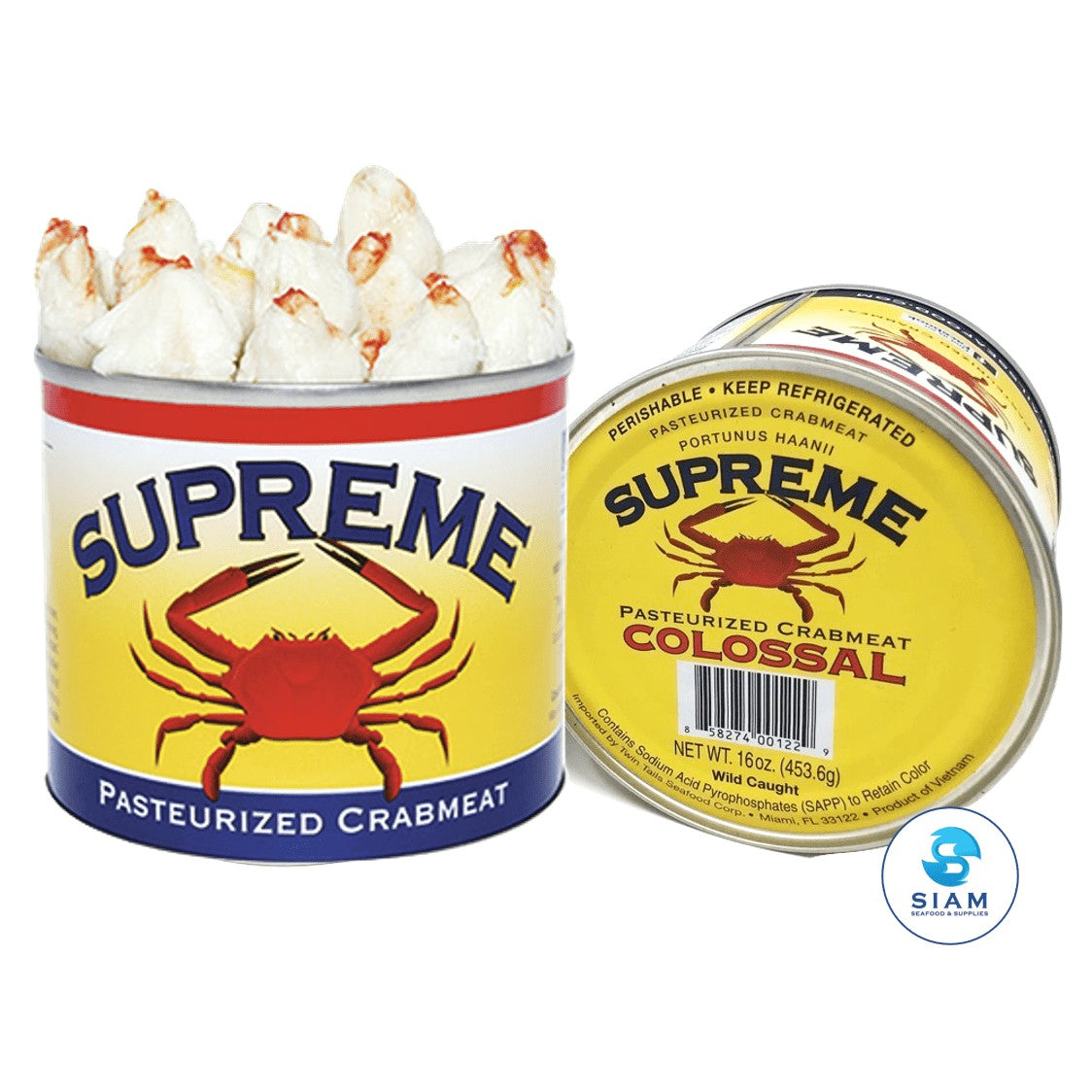 Supreme Pasteurized Crab Meat, Wild Caught (1 lb can) Supreme