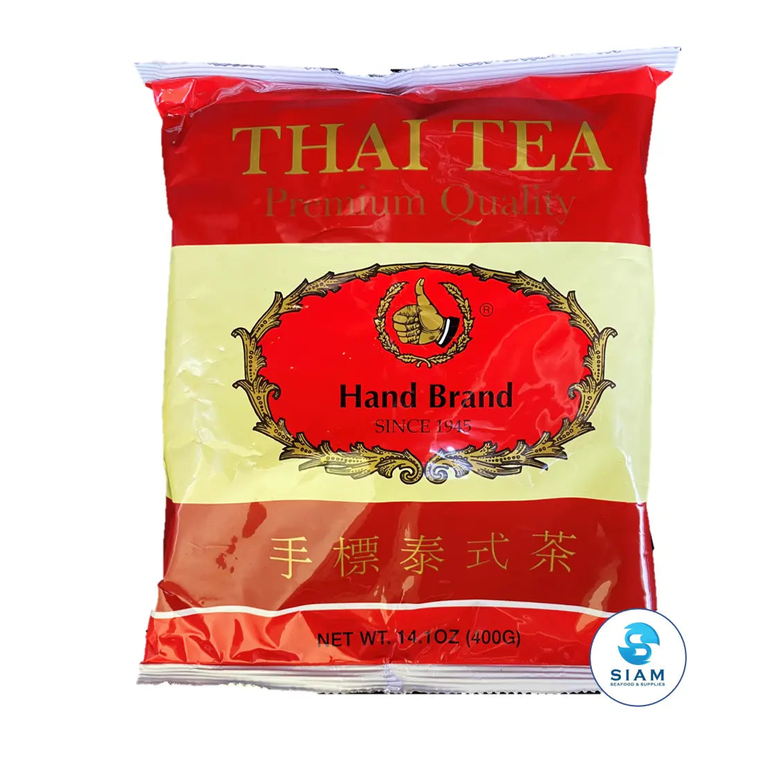 Thai Tea Mix, Large - Hand Brand (14.1 oz-Net Wt 14.6 oz) ชาผงปรุงสำเร็จ (ถุงใหญ่) แฮนด์แบรนด์Shippable Hand Brand