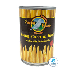 Young Corn in Brine - Pigeon (Drained Wt 8 oz-Net Wt 17.4 oz) ข้าวโพดฝักอ่อนในน้ำเกลือ ตรานกพิราบ shippable Siam Store - Thai & Asian Food Market